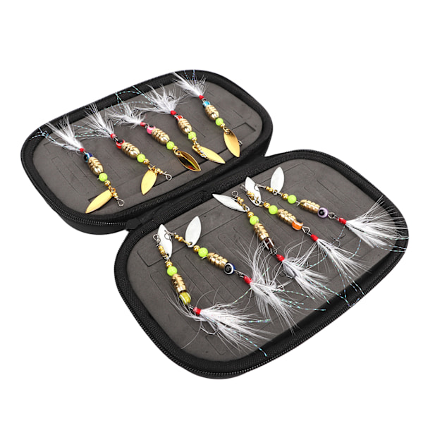 10 st Fiskedrag Gear Kit Fjäderkrok Ljus färg Saltvattenbeständig Paljettrotation Fiskedrag