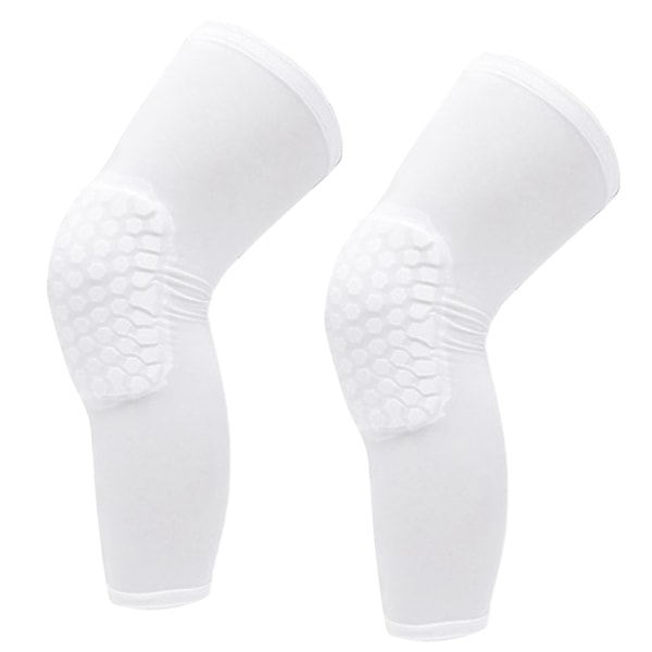 2 KPL Polvituki unisex pidennetty hunajakennon törmäyksenestokompressio polvihiha koripalloon Valkoinen M 160-175 cm pituudelle