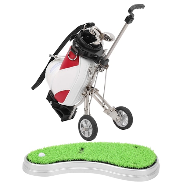 Desktop Golf Pensett 3 Kulepenn og Mini Bag Znic Alloy Golf Pen Bag med Base Rød Hvit