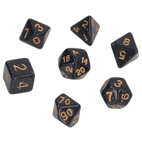 5 sæt flersidede terninger Sæt Guld Nummer Perle Polyhedron terninger til interaktive spil skolematerialer Sort