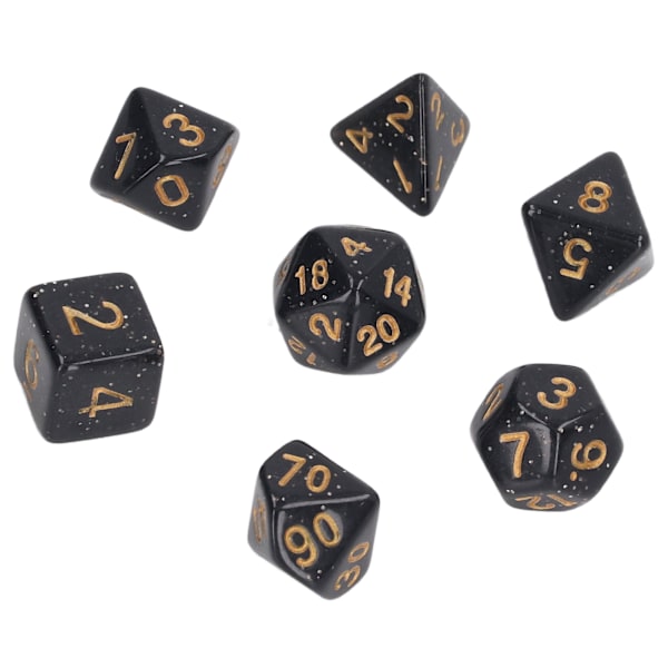 5 set flersidiga tärningar Set Gold Number Pearl Polyhedron tärningar för interaktiva spel skolmaterial Svart