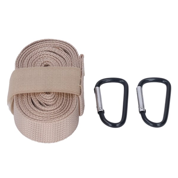 Campingförvaringsrem 10,17 fot lång slitstark nylon justerbar 7 runda hål Ofta använda hängmattor med 2 karbinhakar