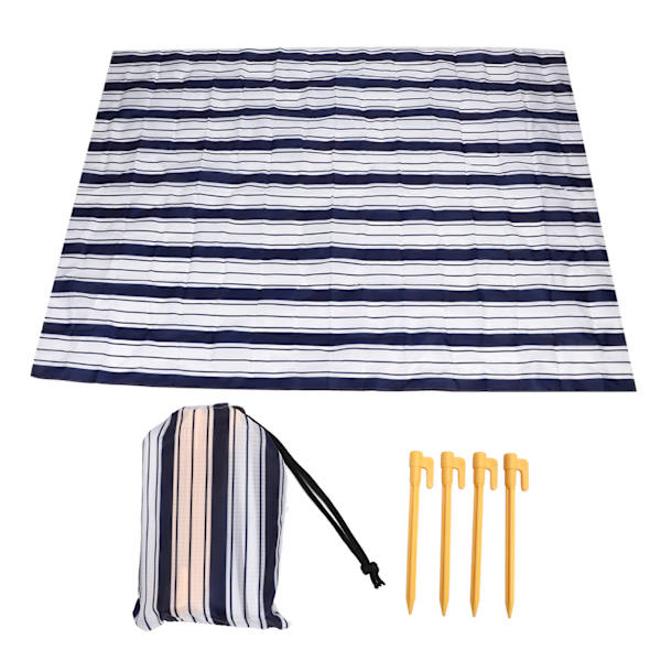 Strandteppe Vanntett Lett bærbar utendørs piknikmatte for campingturer Blue Stripe 2 X 1,45M