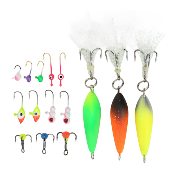 Isfiske Jigs Set Rostfritt stål Isfiske Jig Head Krok Bärbara fiskediskantkrokar för sötvattensaltvatten