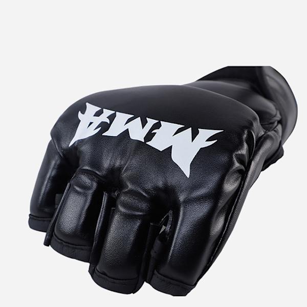 1 par halvfingerknæbeskyttere God dæmpningsydelse Hul håndflade Fortykket boksehandsker Sort MMA