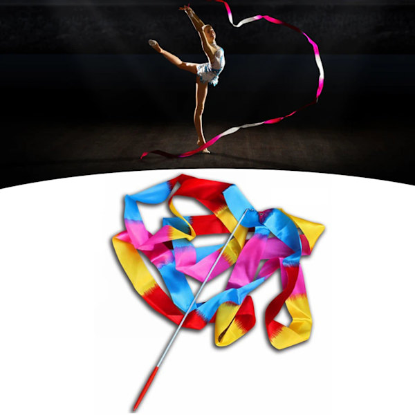 4m/13.12ft Dansband Gymnastik Ribbon Streamers Dansande Streamers Wands for Kids Flame