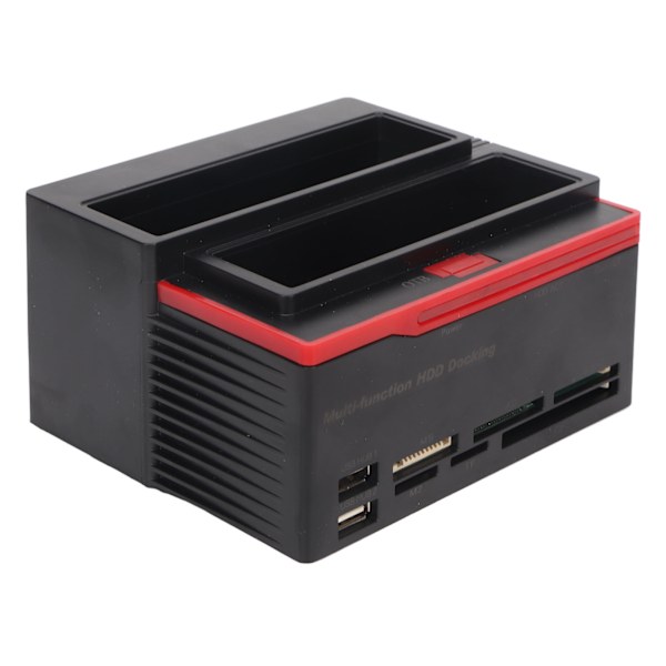 Harddisk-dokkestasjon USB2.0 Dobbel bukt 12TB Støtte OTB 480Mbps Harddisk-kabinett for 2,5 tommer 3,5 tommer IDE SATA EU-plugg