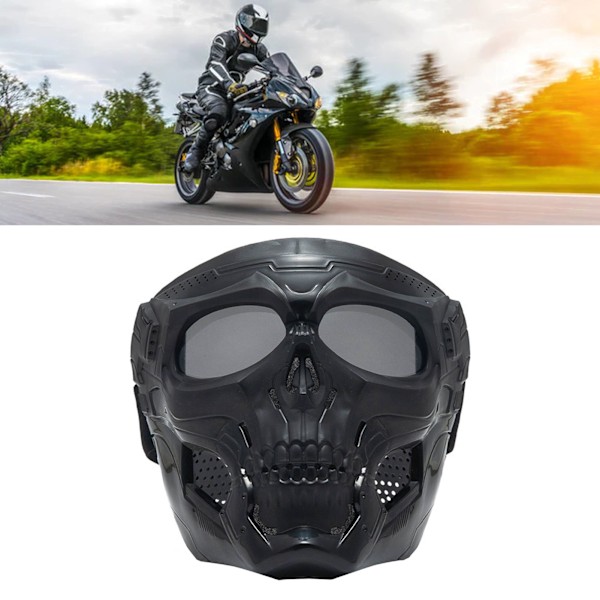 Motorcykelbriller maske kranieform racingbriller med justerbar skridsikker rem til offroad-cykling Sort grå linse