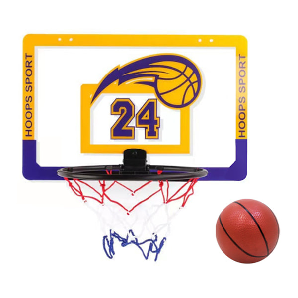Veggmontert basketkurv nummer 7 Basketkurvsett for innendørs utendørs gutter Jenter Tenåringer for Lakers