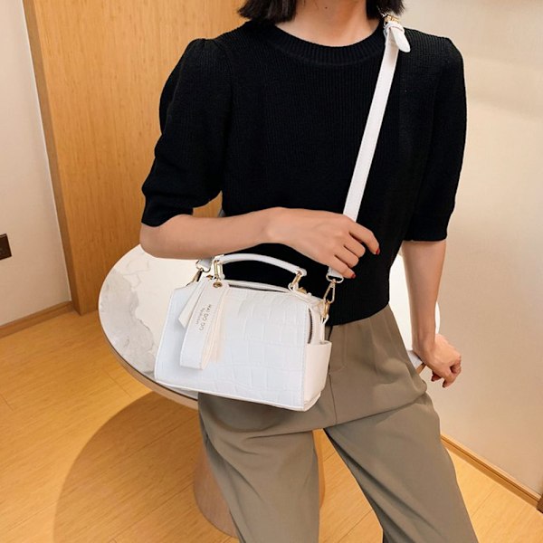 2025 Kvinders Commuter Lille Firkantet Håndtaske Unik Teksturerede Hvid Crossbody Taske White