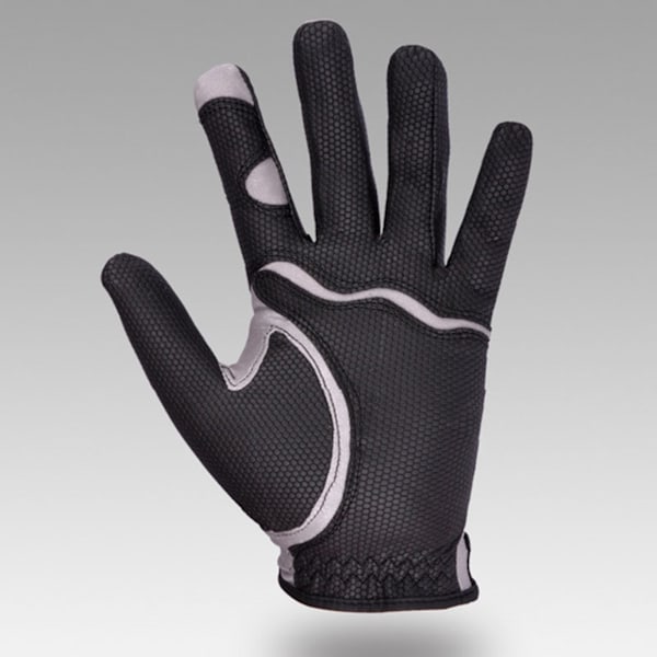 Golf vänsterhandshandske polyester hög elasticitet Andas tvättbar enkel golfhandske för män Kvinnor Svart Grå M