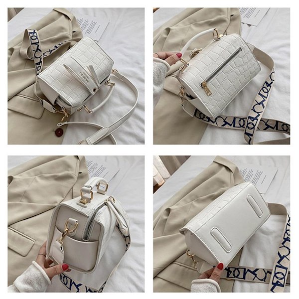 2025 Kvinders Commuter Lille Firkantet Håndtaske Unik Teksturerede Hvid Crossbody Taske White