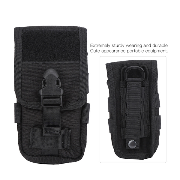 LB-14 1000D Polyester Dubbellager Utomhushängande Mobiltelefonväska Taktik Multifunktion EDC Midjepaket Svart 4 tum