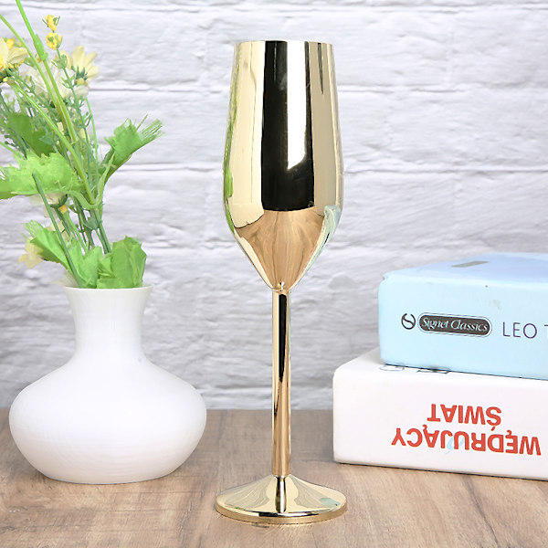 Champagneglas i rostfritt stål - 304, 220ML, Guld - Perfekt för bar, fest och bankett