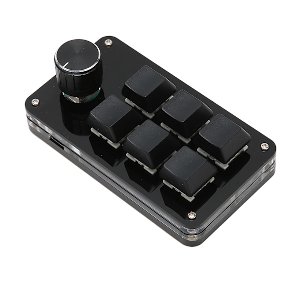 6 Taster Mekanisk Tastatur til Én Hånd med Knap, Kablet Plug and Play Programmerbart Tastatur til Gaming Kontor Sort