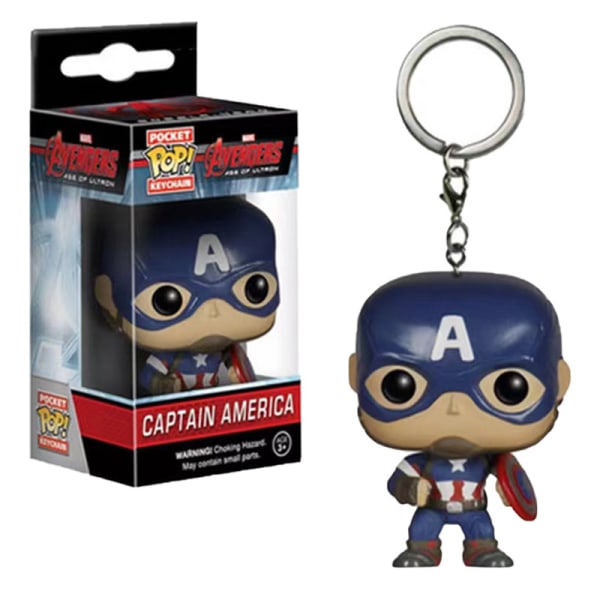 Funko Toy Pendel Iron Man Spider-Man Black Panther Captain America POP nyckelring captain america