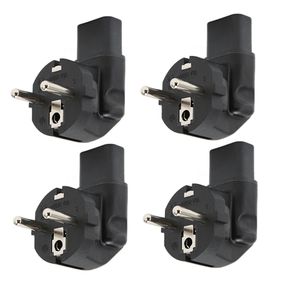4 stk. EU 4,8 mm til IEC320 C13 Konverter 90 Graders Strømstikadapter til Laptop Strømadaptere EU Stik 100‑250V