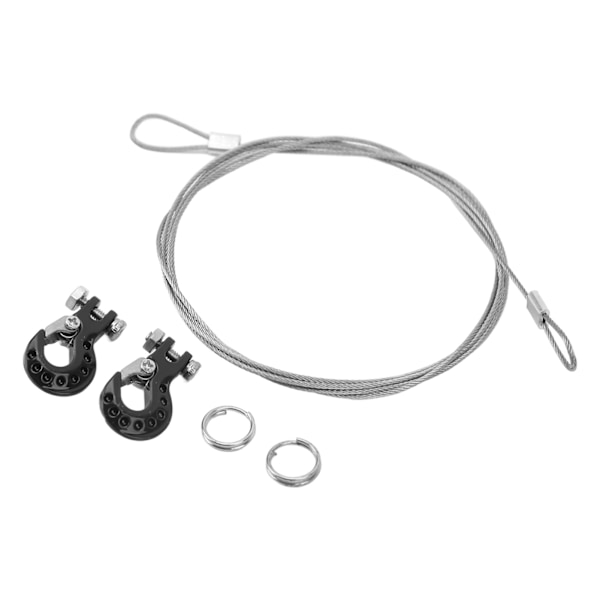 2 stk. RC slepekrok aluminiumslegering Robust RC klatrebilkrok med stålwire for 1/10 fjernkontrollbiler svart