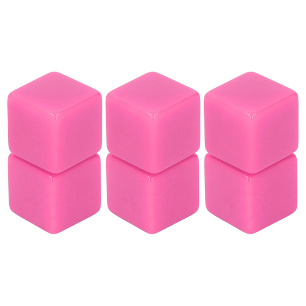 6st Blank tärningsuppsättning rätvinklig plast hexaedriska kuber Klassrumsbrädspel DIY Math Counting Undervisningsparty Favor Fun Pink