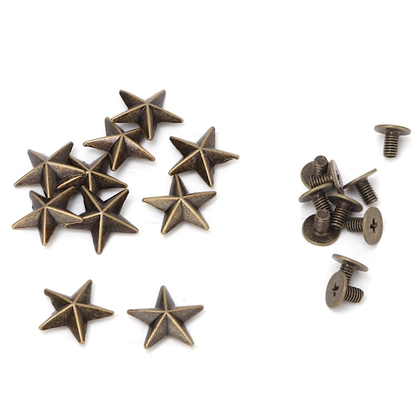 Bronze Metal Star Stud Nit Spike skruer til DIY lædertasker og sko (10 stk, 14mm)