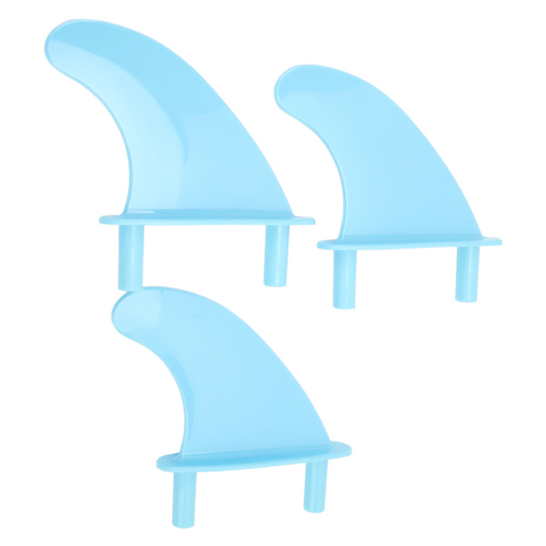 Surfebrettfinner Soft Top Tri Fin Sett PVC-plast for surfvannsport med skruer Blå