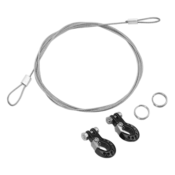 2 stk. RC trækkrog aluminiumslegering Robust RC klatrebilskrog med stålwire til 1/10 fjernstyrede biler sort