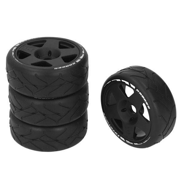 4 STK 1/8 GT RC-hjul Stærkt greb Road Racing-dæk Slidstærke on road-hjul med 17 mm adapter Sort