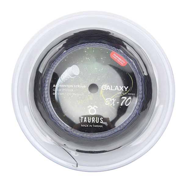 POWERTI BX70 Badmintonracketsträng med hög elastisk nylon Badmintonracketsträng 0,7 mm Badmintonsnöre 200 m rulle Svart