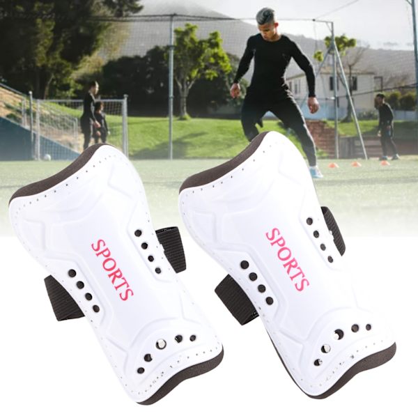 1 pari Lasten Jalkapallo Shin Guards Muovi Vahva Hengittävä Iskun Kestävä Lasten Jalkapallo Shin Guards Valkoinen