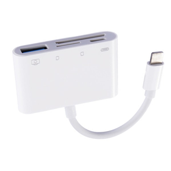 Minneskortsadapter med laddningsport Plug and Play 14 i 1 för IOS till SD TF USB Laddningskortläsare