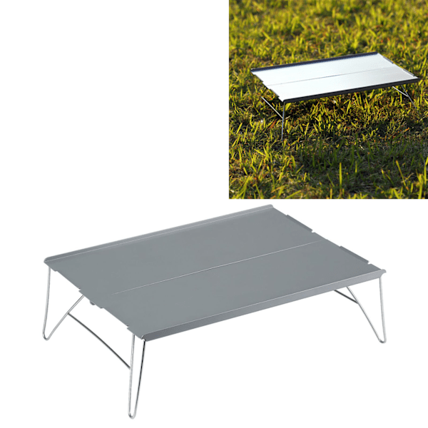 Utendørs sammenleggbart bord Bærbart aluminiumslegering Mini Lette piknikbord for Camping BBQ Grå