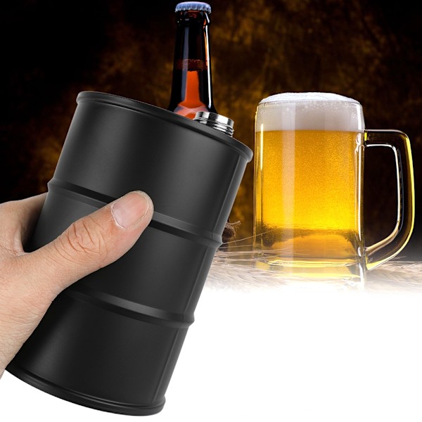 Bærbar 700ml Rustfritt Stål Ølfat Hip Flask med Tettende Lopp (Svart)