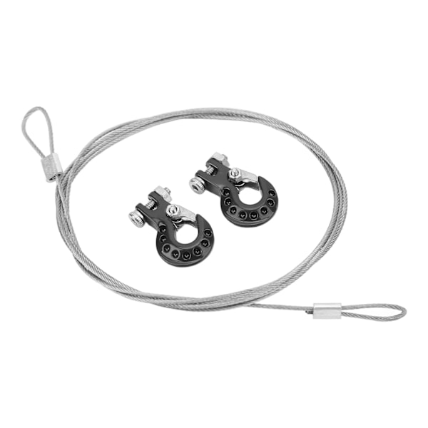 2 stk. RC slepekrok aluminiumslegering Robust RC klatrebilkrok med stålwire for 1/10 fjernkontrollbiler svart