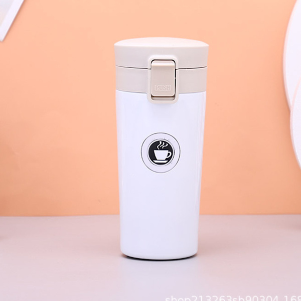 500 ml isolerad kaffekopp fashionabelt bärbart studsande lock rostfritt stål isolering kaffemugg vit