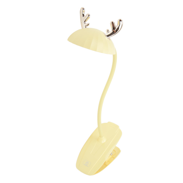 LED Clip On Lampe Sød tegneserie trefarvetemperatur Dæmpbar Svanehals Touch Bordlampe med klemme til læsning gul