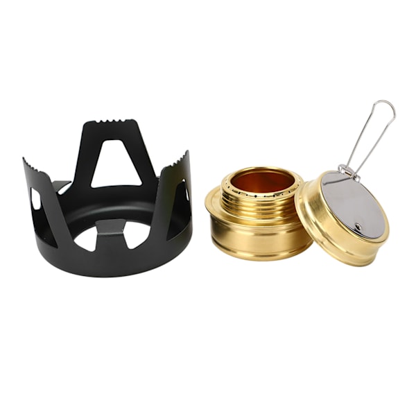 Mini Alkoholbrenner Messing Aluminiumslegering Sikker Vindtett Bærbar Mye Brukt Mini Backpacking Brenner for Camping Matlaging Svart