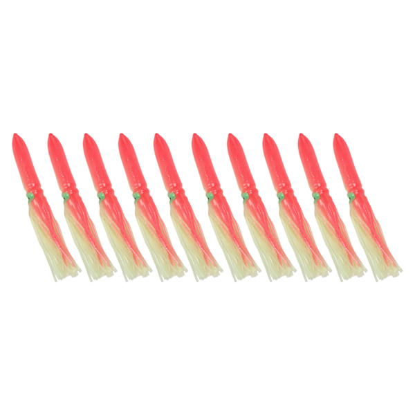 10 st Squid Lure 30cm Silikon Naturtrogen Lysande Squid Kjol Fiskebete med Krok Rosa