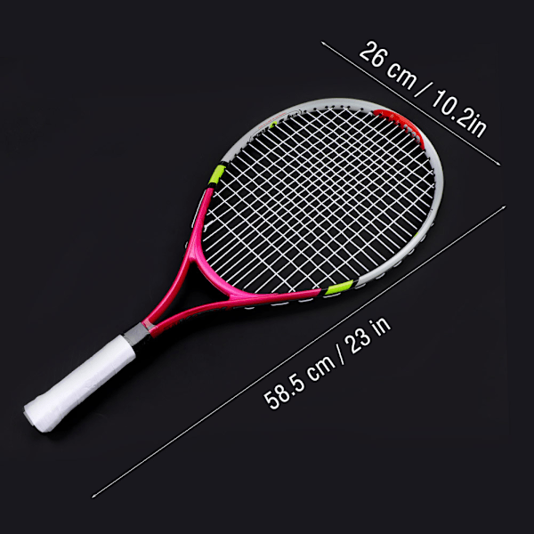 Slitstarkt enkel tennisracket för barn träningsträning (rosa röd)