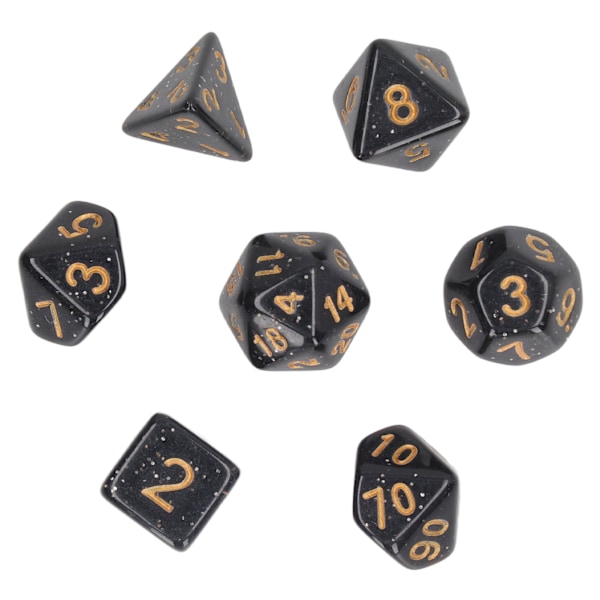 5 sæt flersidede terninger Sæt Guld Nummer Perle Polyhedron terninger til interaktive spil skolematerialer Sort