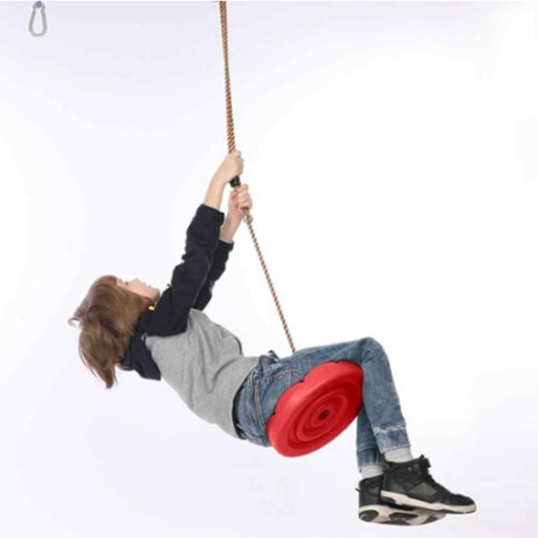 Heavy Duty Plast Disc Tree Swing med PE-rep för Barn Utomhuslekutrustning Röd