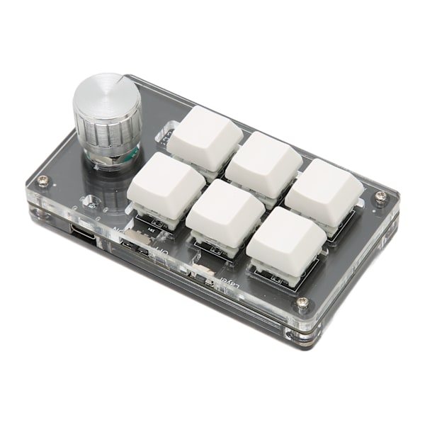 6 Tasters Mini Tastatur med Knott Blå Bryter Kablet USB Trådløs Bluetooth Dobbel Modus Tilkobling DIY Programmerbart Mekanisk Tastatur Hvit