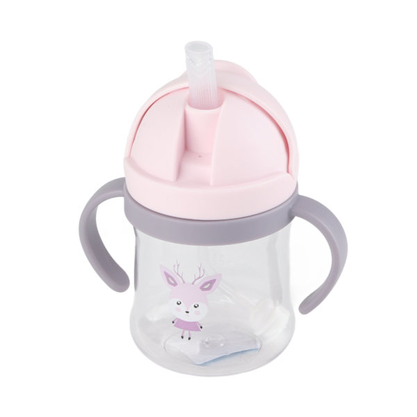 250 ml halmkopp lekkasjesikker myk tut Nydelig mønster Lett å gripe Sippy-flaske for babybarn
