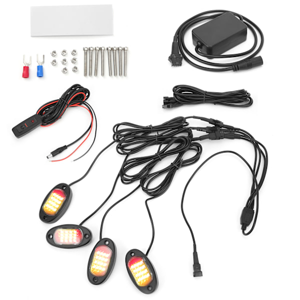 LED Rock Light Kit 1V4 Bluetooth Fjernkontroll Neon Vanntett Musikklampe for Bil Offroad Lastebil Chassis