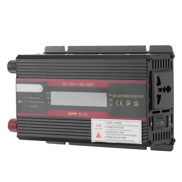 DC 12V - AC 220V Autonmuuntaja 3000W Huipputeho LCD-näyttö Muokattu siniaaltojen muuntaja