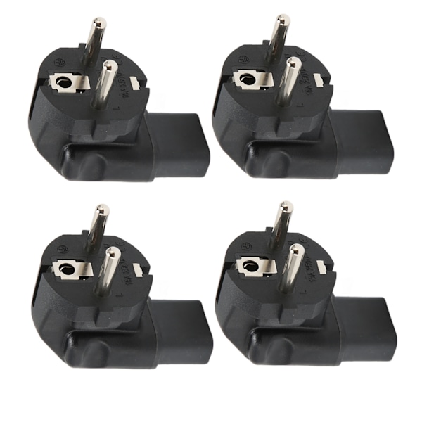 4 stk. EU 4,8 mm til IEC320 C13 Konverter 90 Graders Strømstikadapter til Laptop Strømadaptere EU Stik 100‑250V