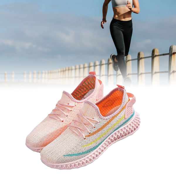 Sneaker 39 Storlek Andas Mesh Mjukt Bekvämt Lätt matchande Promenadskor för Dam Daglig användning H06 Rosa