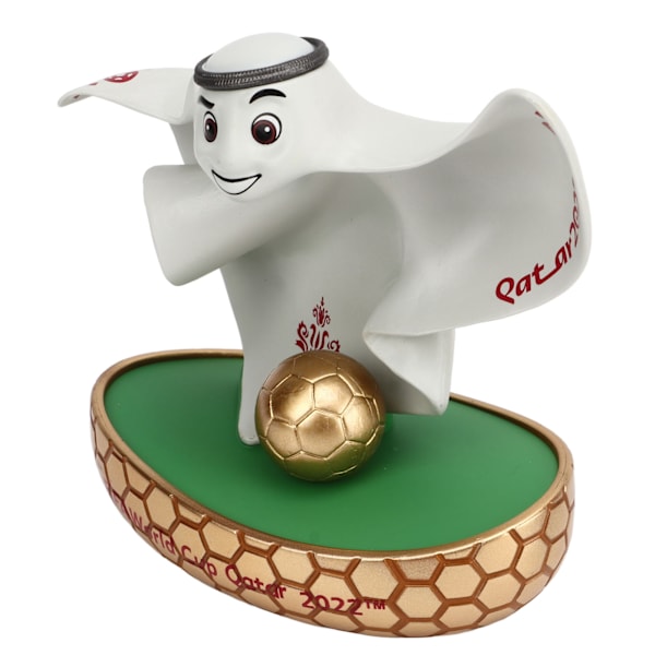 9 cm 2022 World Cup 3D La'eeb Mascot Skrivebordsdekorationer med guldfodbold og bane