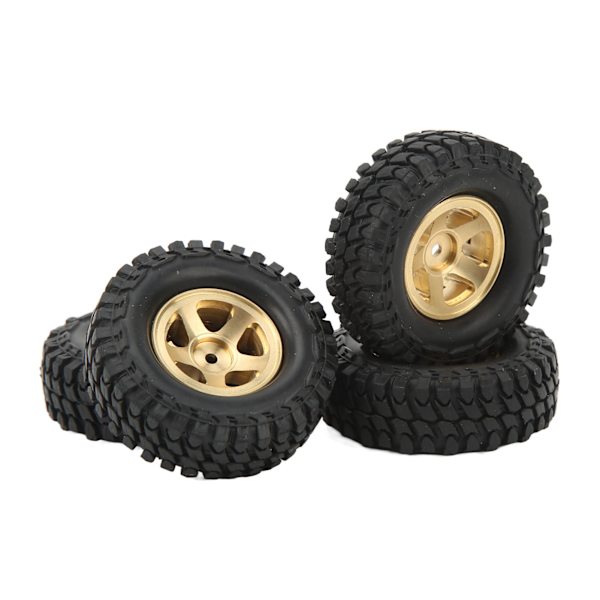 4kpl RC-auton pyörännavat ja rengassarja korvaus messinki pyörännavat ja pehmeät kumirenkaat sarja FCX24 1/24 RC tela-autolle