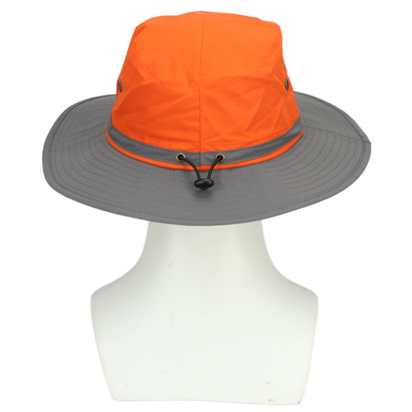 UPF50+ fiskehat med reflekterende stribe Mesh-ventiler Justerbar solhat med bred skygge til udendørs klatring i bjergbestigning Orange