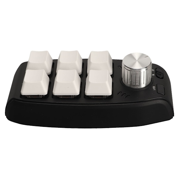 6 Tasters Mini Tastatur med Knott Programmerbar Dobbel Modus Tilkobling Generell Enhånds Mekanisk Tastatur for Gaming Hvit
